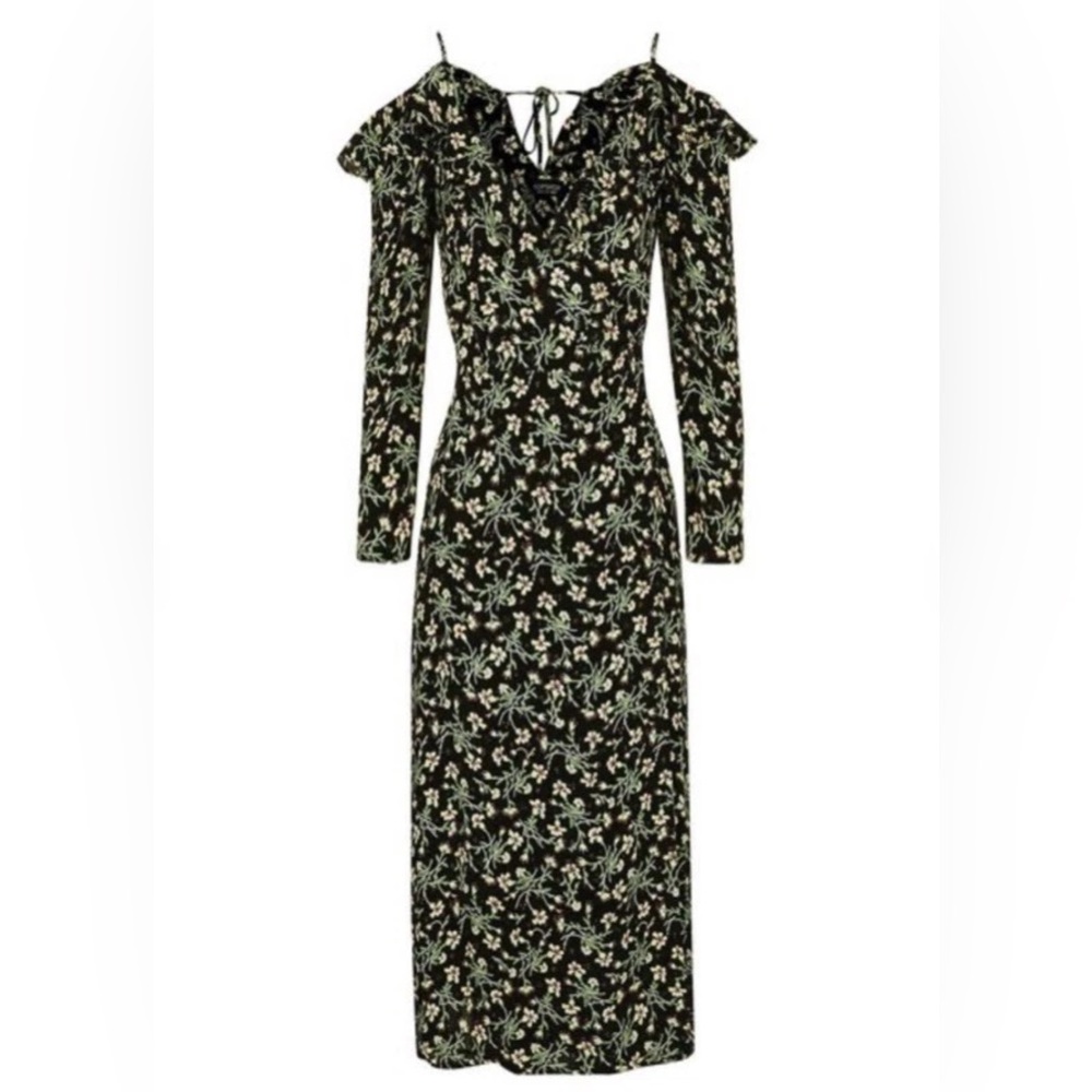 NEW Topshop Floral Wraparound Dress Peep Shoulder